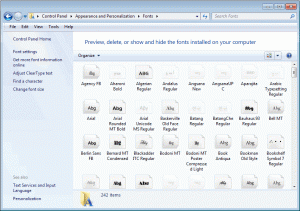 Font Gallery In Windows 7